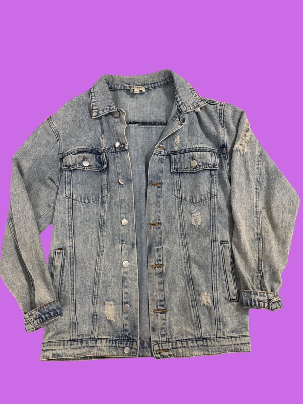 Umgee Light Blue Distressed Denim Jacket